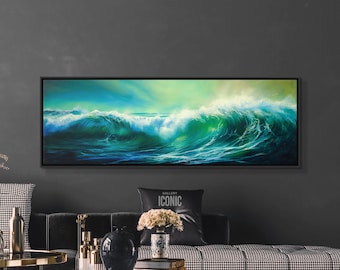 Panoramic Ocean Wave Canvas Print | Framed Seascape Wall Art