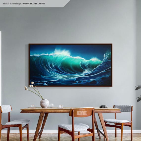 Majestic Waves Framed Canvas Print | Large Nautical Seascape Wall Art