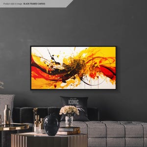 Orange & Red Abstract Canvas Art | Framed Modern Wall Art | Large Colorful Painting | Aesthetic Wall Decor | Living Room Wall Art