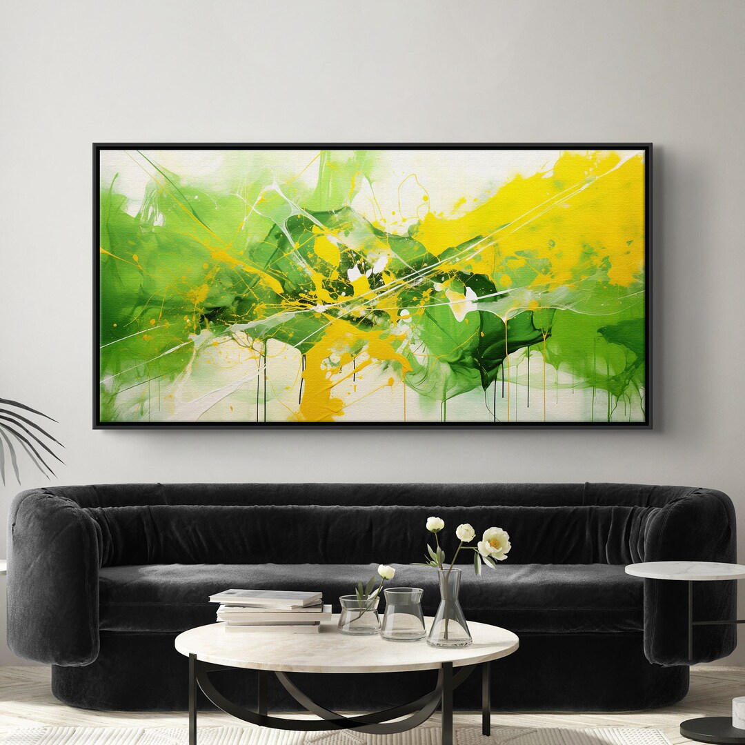 Jackson Pollock Yellow & Green Art Print on Canvas, Expressionism