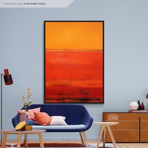 Orange & Red Abstract Canvas Art | Framed Modern Wall Art | Large Colorful Painting | Aesthetic Wall Decor | Living Room Wall Art