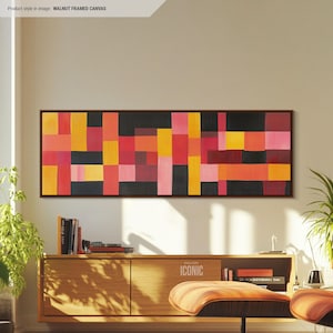 Mid Century Modern Wall Art Canvas | Contemporary Print | Wide Panoramic Wall Art for Living Room | Horizontal Canvas | Abstract Shapes
