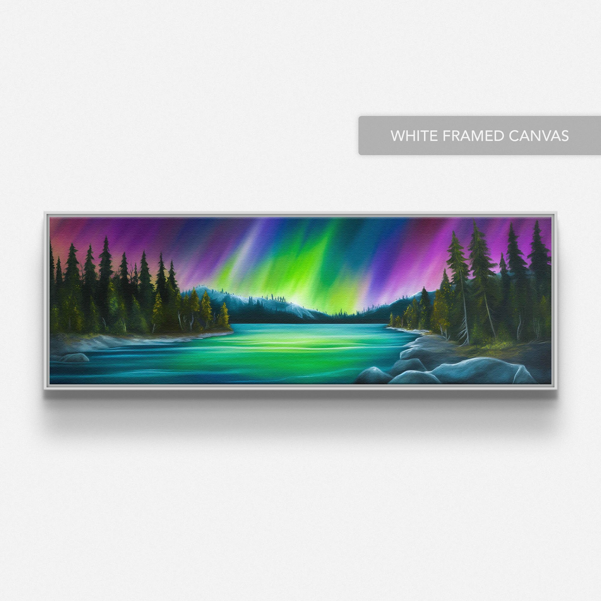 Northern Lights Art Print on Canvas, Handcrafted Aurorathemed Decor, Large Panoramic Wall Art
