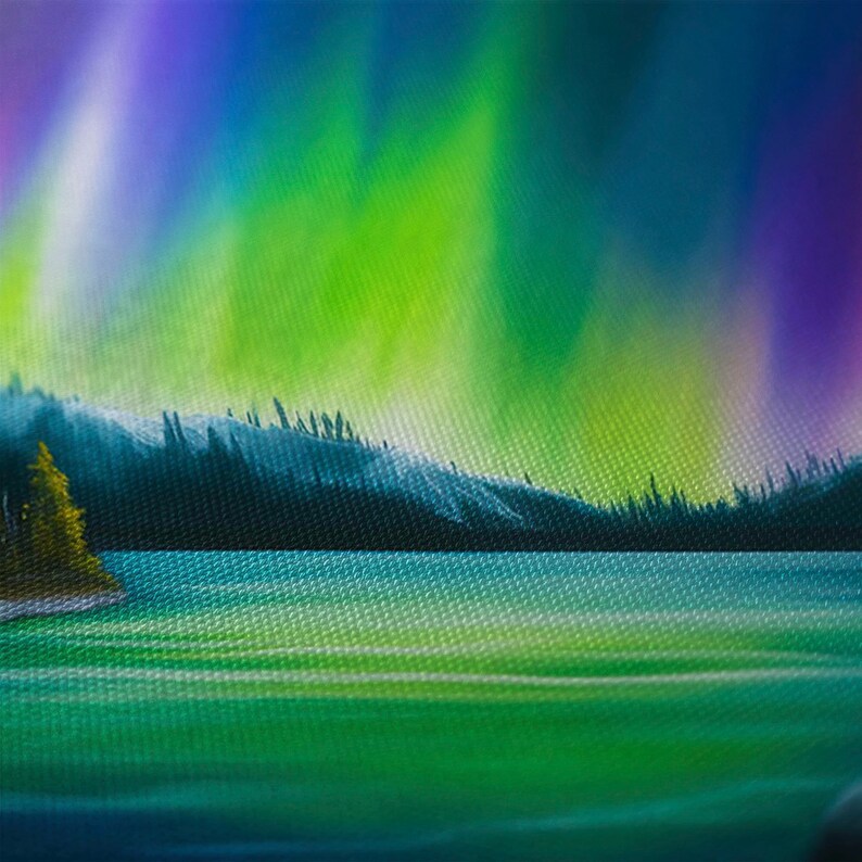 Northern Lights Art Print on Canvas, Handcrafted Aurorathemed Decor, Large Panoramic Wall Art