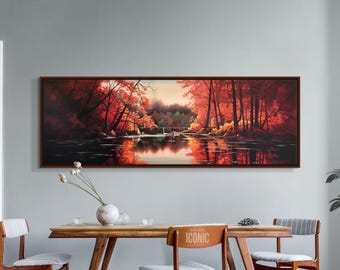 Framed Autumn Forest Canvas Art | Panoramic Landscape Print