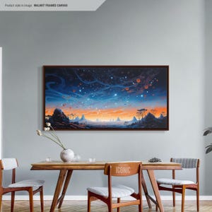 Starry Night Canvas Art | Framed Cloud Wall Art | Large Sky Painting | Moody Wall Decor | Above Bed Wall Art | Horizontal Wall Art