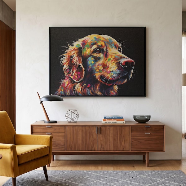 Golden Retriever Splatter Art Leinwanddruck