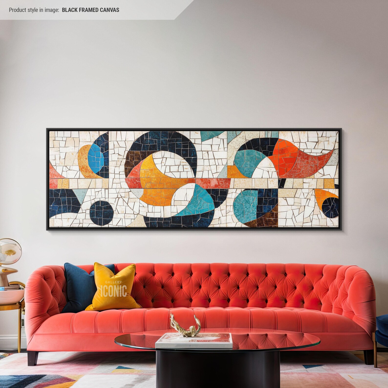 Mid Century Modern Bauhaus Canvas Print | Geometric Panoramic Wall Art ...