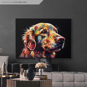 Golden Retriever Abstract Canvas Art | Framed Pet Wall Art | Large Dog Canvas Painting | Animal Wall Decor | Gifts for Dog Lovers