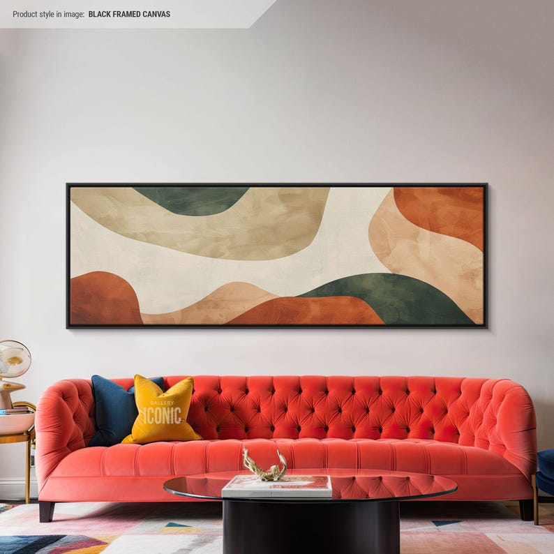 Mid Century Modern Abstract Canvas Art | Geometric Shapes Print - Etsy
