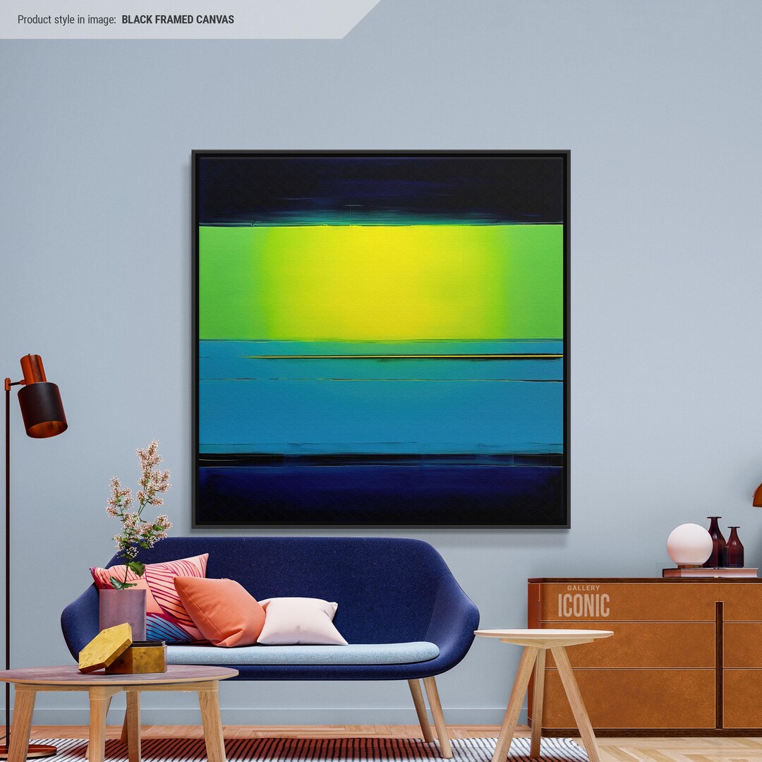 Abstract Green Blue Canvas Art, Modern Framed Wall Decor - Etsy