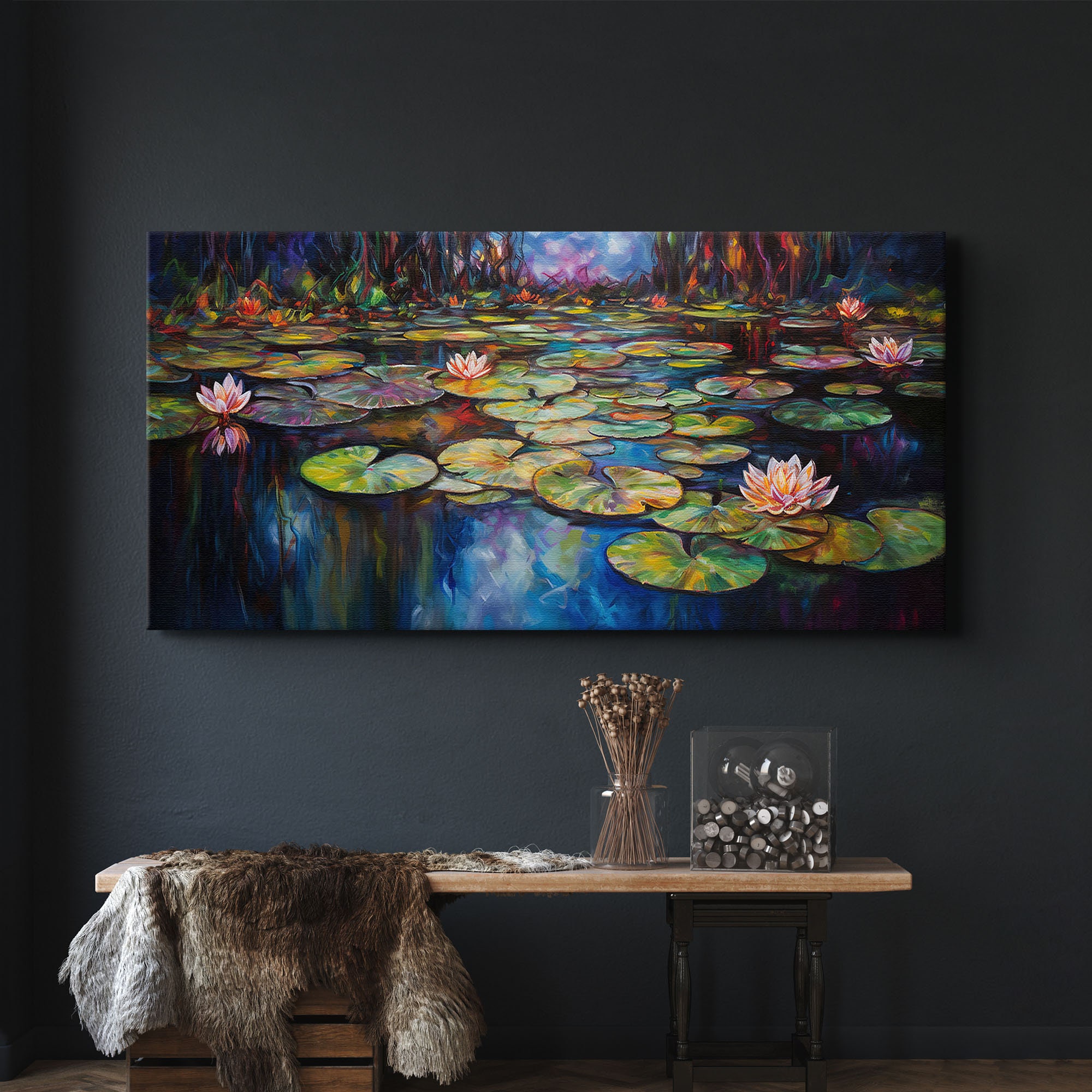 Photo inspiration: Water Lilies On A Lake Art Print On Canvas Modern Photo Inspiration