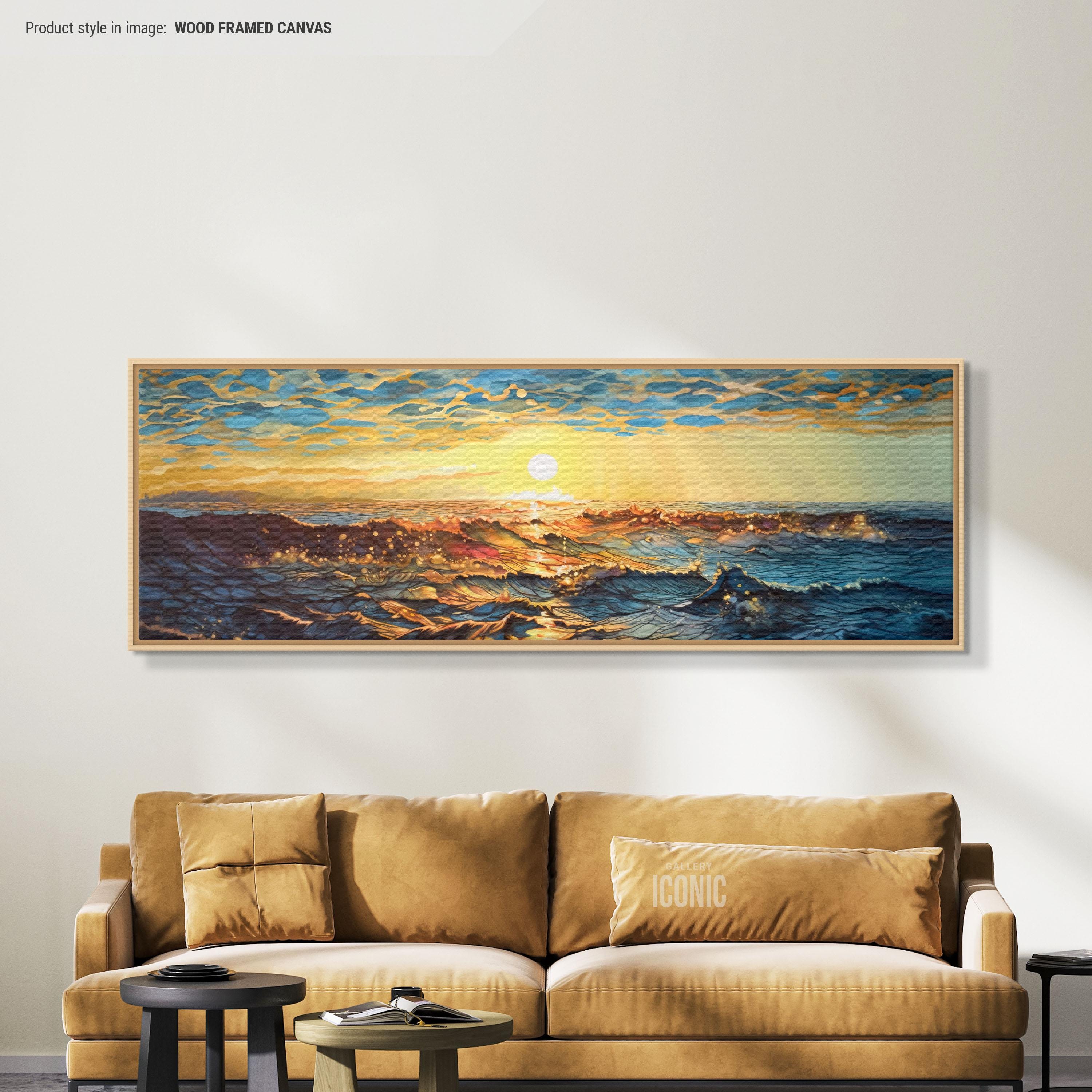 Ocean Sunset Canvas Art | Framed Panoramic Seascape - Etsy