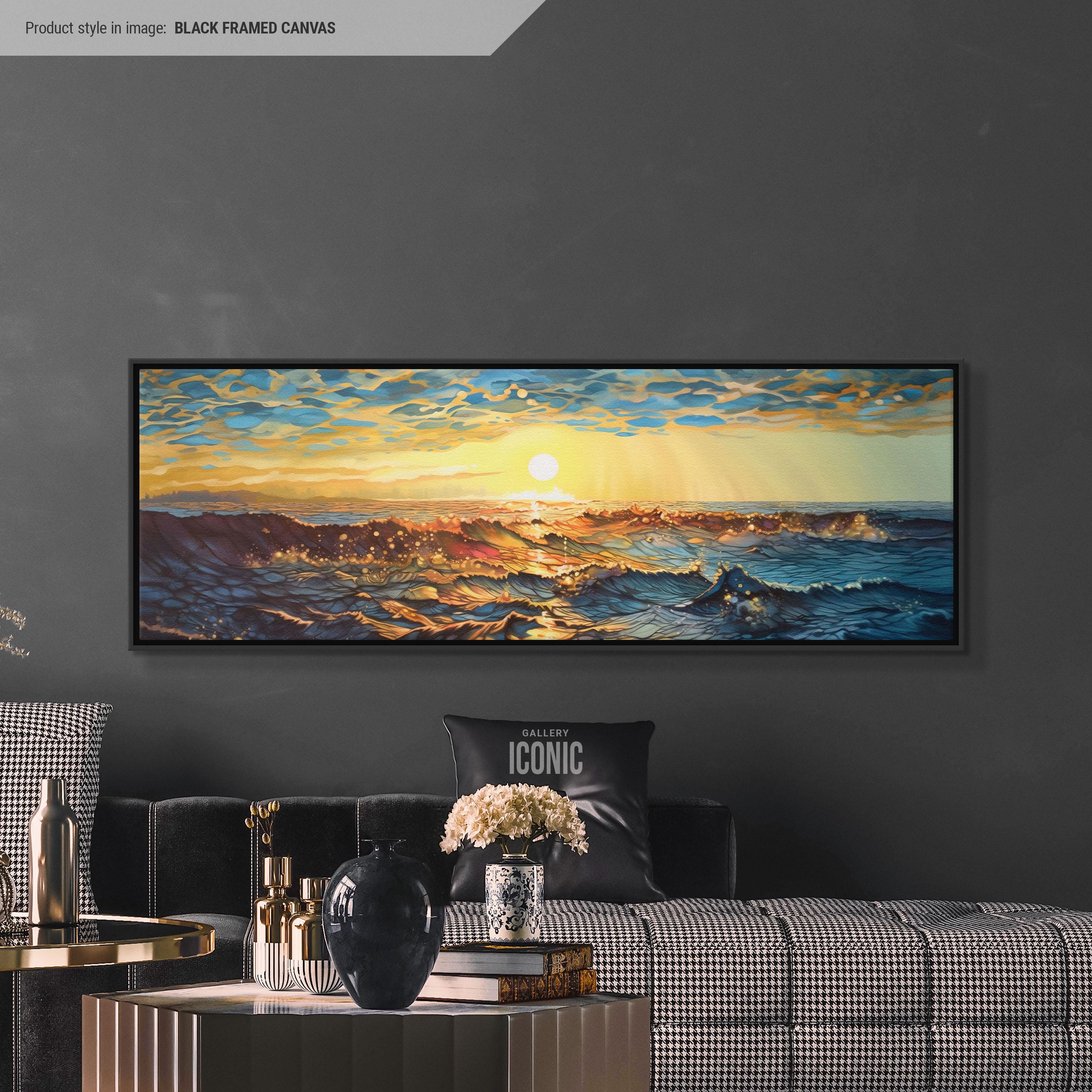 Ocean Sunset Canvas Art | Framed Panoramic Seascape - Etsy