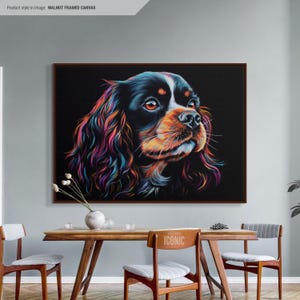 Cavalier King Charles Spaniel Abstract Canvas Art | Framed Pet Wall Art | Large Canvas Painting | Animal Wall Decor | Gifts for Dog Lovers