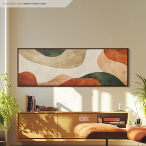 Mid Century Modern Wall Art Canvas | Contemporary Print | Wide Panoramic Wall Art for Living Room | Horizontal Canvas | Abstract Shapes