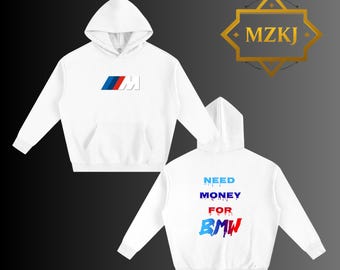 BMW M Series Logo Cotton Blend Hoodie, Streetwear Car Enthusiast Top