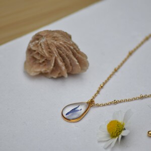 Drop necklace - Cornflower flower - 24 carat fine gold
