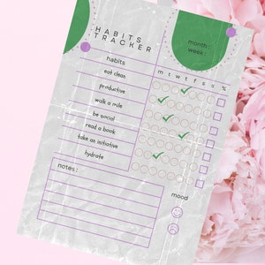 Aesthetic weekly Habit Tracker Percent | Minimalist Habit Tracker Printable/Everyday Habit | planner Template | Colorful | instant Download