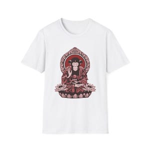 Chimpanzee Meditation T-Shirt, Buddhist Monkey Tee, Zen Animal Shirt, Mindfulness Top, Relaxation Apparel