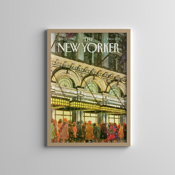 Cartel de la revista New Yorker - 18 de enero de 1988 - Cartel de arte vintage - Decoración de la habitación estética - Portada de la revista retro - Impresión del New Yorker