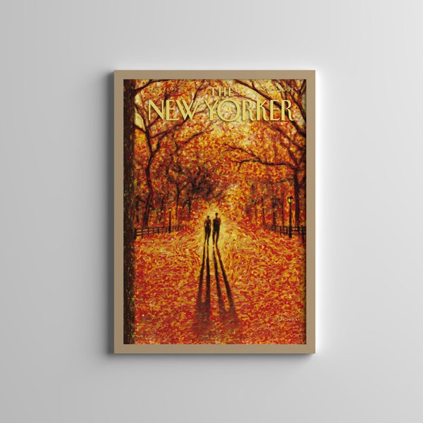 The New Yorker Print - Autumn In Central Park 2009 - Aesthetic Room Decor - Magazine Print - Retro Magazine Cover - Vintage Art Print