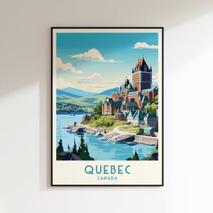 Quebec Travel Print, Canada Print, Canada, Home Decor, Retro Wall Art, Wedding Gift, Birthday Gift, Digital Print, Poster, Quebec Print