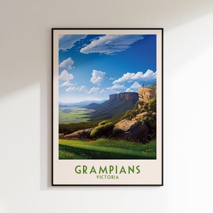 Grampians Travel Print, Melbourne Print, Australia, Home Decor, Retro Wall Art, Wedding Gift, Birthday Gift, Digital Print, Grampian Poster
