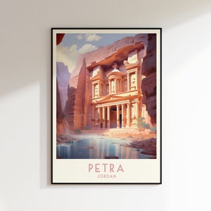 Petra Travel Print, Petra Poster, Home Decor, Retro Wall Art, Wedding Gift, Birthday Gift, Digital Print, Petra Jordan Wall Art
