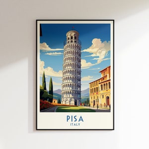 Pisa Travel Print, Italy Print, Italy, Home Decor, Retro Wall Art, Wedding Gift, Birthday Gift, Digital Print, Pisa Poster
