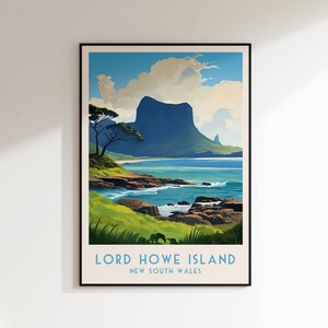 Lord Howe Island Travel Print, New South Wales Print, Australia, Home Decor, Retro Art, Wedding Gift, Birthday Gift, Digital Print