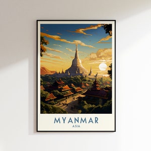 Myanmar Travel Print, Southeast Asia Print, Southeast Asia, Home Decor, Wall Art, Wedding Gift, Birthday Gift, Digital Print, Burma Poster