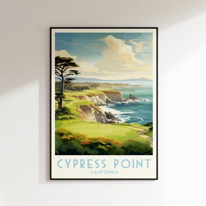 Cypress Point Golf Course Print, United States, California Poster, Home Decor, Retro Wall Art, Wedding Gift, Birthday Gift, Digital Print