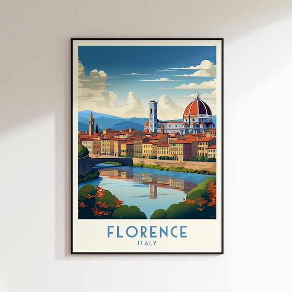 Florence Travel Print, Italy Print, Italy, Home Decor, Retro Wall Art, Wedding Gift, Birthday Gift, Digital Print, Poster, Florence Poster