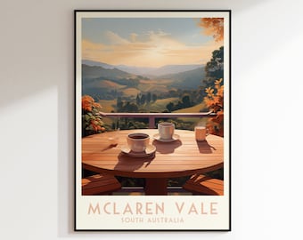 Mclaren Vale Travel Print, South Australia Print, Home Decor, Retro Art, Wedding Gift, Birthday Gift, Digital Print, Mclaren Vale Poster