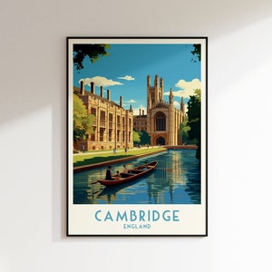 Cambridge Travel Print, England Print, United Kingdom, Home Decor, Wedding Gift, Birthday Gift, Digital Print, Poster, Cambridge Poster
