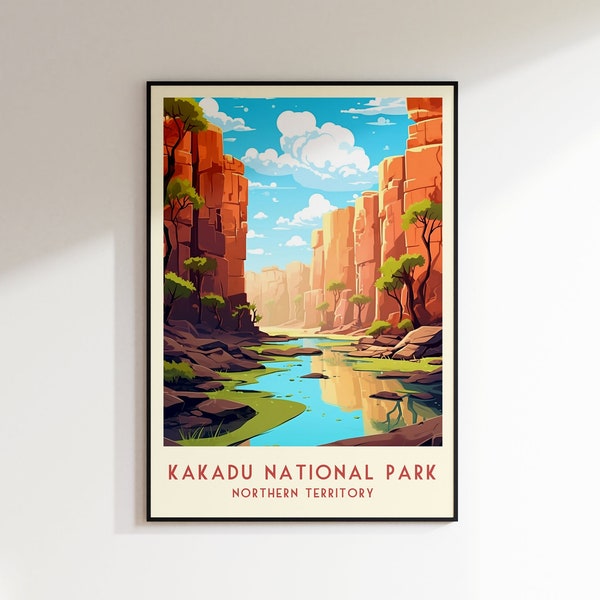 Kakadu National Park Travel Print, Northern Territory Print, Australia, Home Decor, Retro Art, Wedding Gift, Birthday Gift, Digital Print