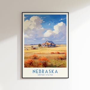 Nebraska Travel Print, United States, Home Decor, Retro Wall Art, Wedding Gift, Birthday Gift, Digital Print, Nebraska Poster,Nebraska Print