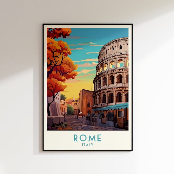 Rome Travel Print, Italy Print, Italy, Home Decor, Retro Wall Art, Wedding Gift, Birthday Gift, Digital Print, Rome Poster