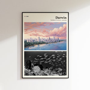 Darwin Travel Print, Northern Territory Print, Australia, Home Decor, Retro Art, Wedding Gift, Birthday Gift, Digital Print, Darwin Poster