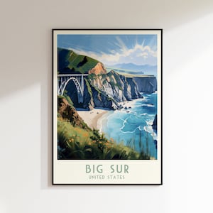 Big Sur Reise Poster, USA, Home Dekor, Retro Wand Kunst, Hochzeitsgeschenk, Geburtstagsgeschenk, Digitaldruck, Big Sur Reise Poster
