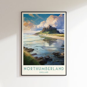 Northumberland Travel Print, England Print, United Kingdom, Home Decor, Wall Art, Wedding Gift, Birthday Gift, Digital Print, Poster, Poster