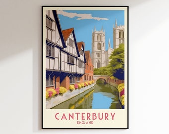Canterbury Reise-Druck, England, Home, Dekoration, Wandkunst, Hochzeitsgeschenk, Geburtstagsgeschenk, Digitaldruck, Poster, Canterbury