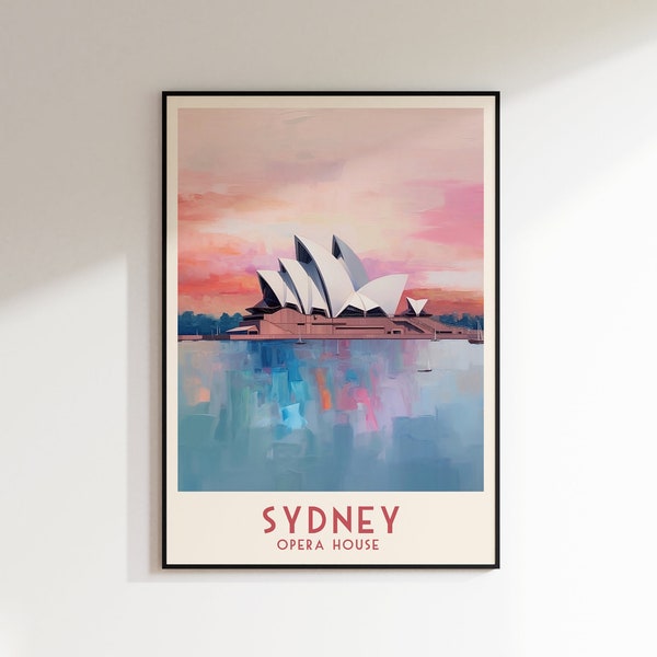 Sydney Travel Print, Sydney Print, Australia, Home Decor, Retro Wall Art, Wedding Gift, Birthday Gift, Digital Print, Poster, Opera House