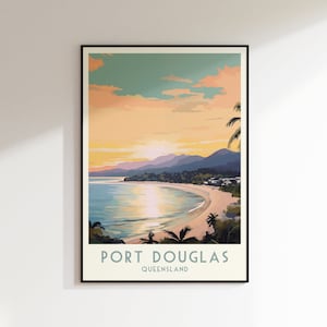 Port Douglas Travel Print, Queensland Print, Australia, Home Decor, Retro Wall Art, Wedding Gift, Birthday Gift, Port Douglas Poster