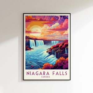 Impression de voyage des chutes du Niagara, impression du Canada, Canada, décoration d'intérieur, art mural rétro, cadeau de mariage, cadeau d'anniversaire, impression numérique, affiche des chutes du Niagara