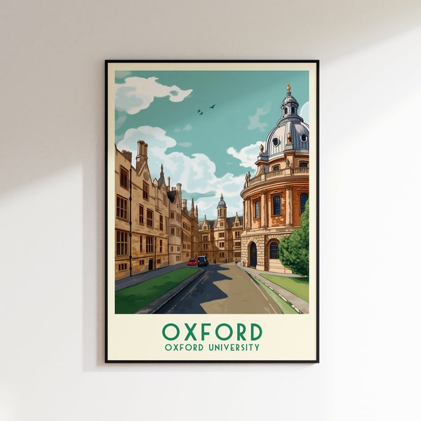 Oxford Travel Print, Englan Print, Verenigd Koninkrijk, Home Decor, Kunst aan de muur, Huwelijkscadeau, Verjaardagscadeau, Digitale Print, Poster, Universiteit van Oxford