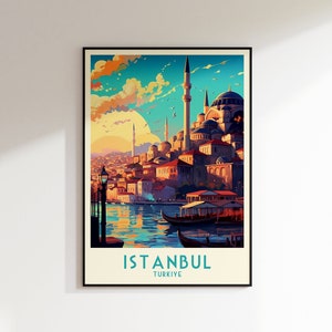 Impresión de viaje a Estambul, impresión de Turquía, Turquía, decoración del hogar, arte mural retro, regalo de boda, regalo de cumpleaños, impresión digital, póster, impresión de Turquía