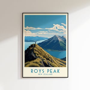 Impressão de viagem Roys Peak, impressão da Nova Zelândia, arte de parede da Nova Zelândia, decoração de casa, presente de casamento, presente de aniversário, impressão digital, pôster, downloads
