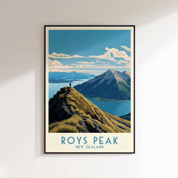 Roys Peak Travel Print, Nieuw-Zeeland Print, Nieuw-Zeeland Wall Art, Home Decor, Huwelijkscadeau, Verjaardagscadeau, Digitale Print, Poster, Downloads